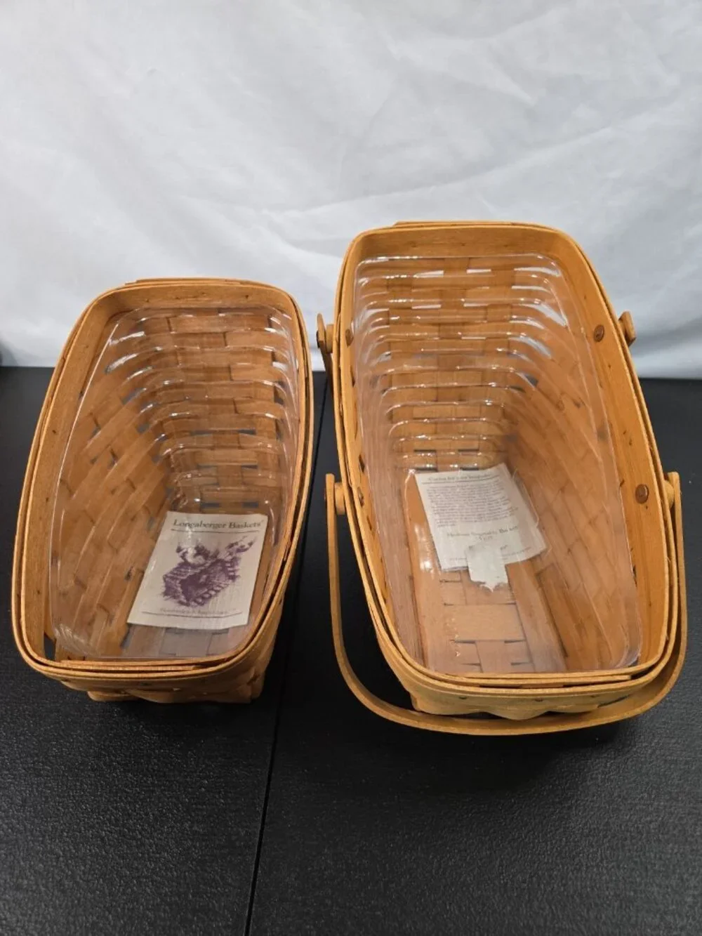Longaberger Basket Set of 2 with Plastic Liners 1994 And 1995